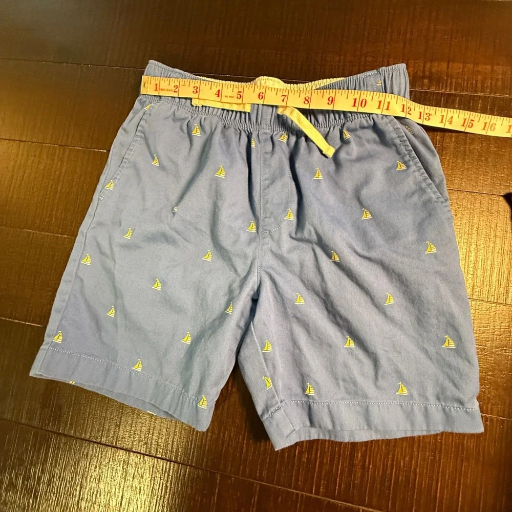 Crewcuts J.Crew Boys‎ Blue Sailboat Embroidered Shorts Size 12 BX35 Nautical